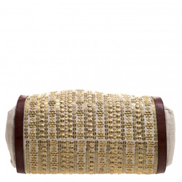 Christian Louboutin Gold and Brown Satchel with Luxurious Embellishments- As is - Picture 5 of 14